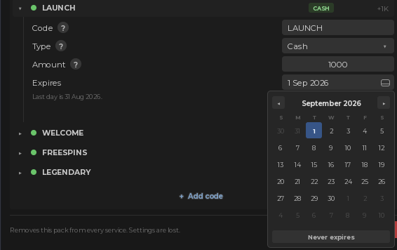 Picking an expiry date from the calendar