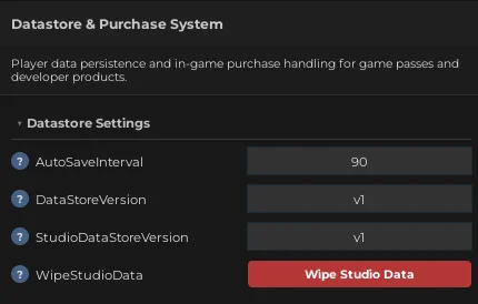 Datastore Settings panel
