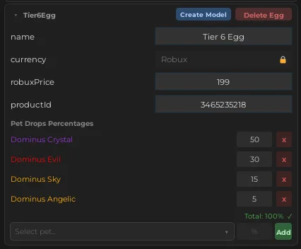 Robux egg configuration