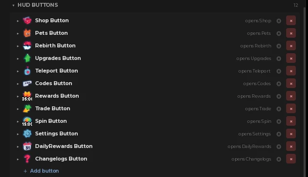 The twelve HUD buttons in the plugin