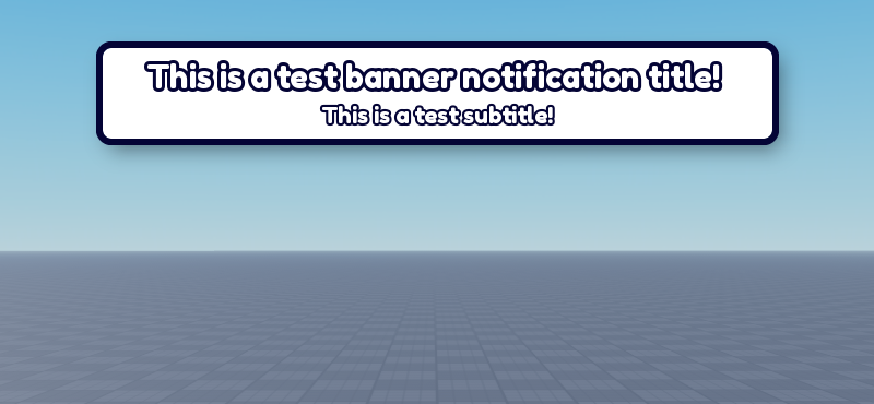 A wide white banner across the top of the screen with a title and a subtitle