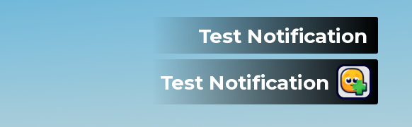 Two notification cards redesigned in black, fading out to one side, with the icon moved to the right of the text