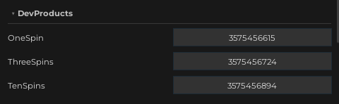 Roulette System plugin settings - DevProducts