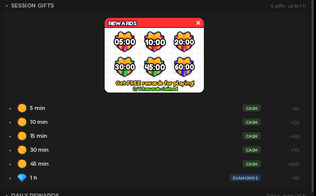 The six session gifts in the plugin