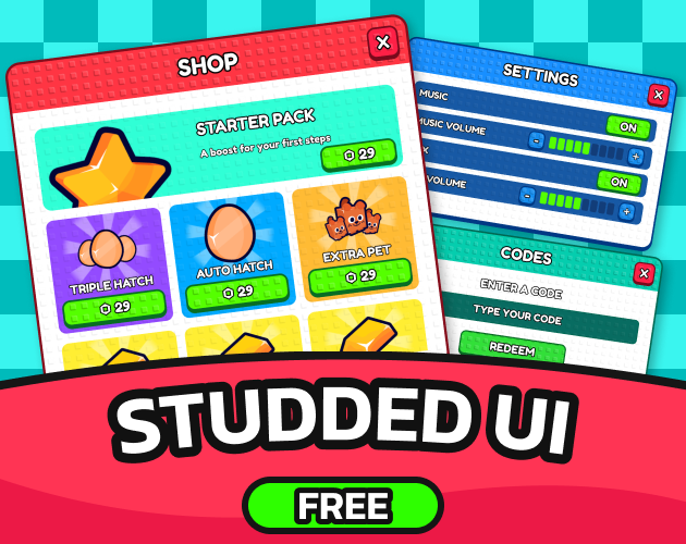 Studded UI — Free Roblox UI Kit